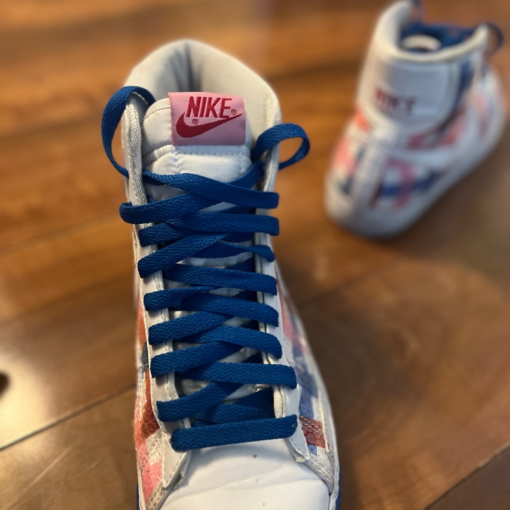 Nike Women's High-Top Sneakers in Blue, Pink, Red, White Plaid - Picture 8 of 16